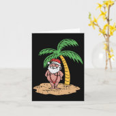 サンタ夏の水着7月おもしろいのビーチでのクリスマス カード (黄色い花)