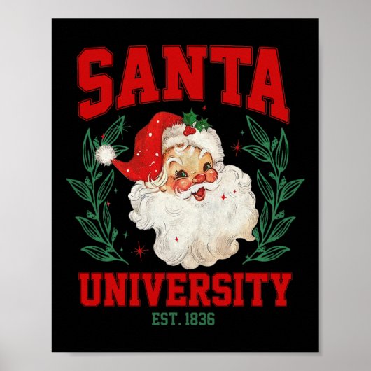 サンタ大学 楽しい レトロ クリスマス ポスター (正面)
