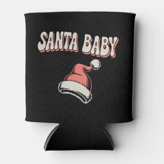 サンタ妊婦のベビーママ妊娠発表 缶クーラー (正面)