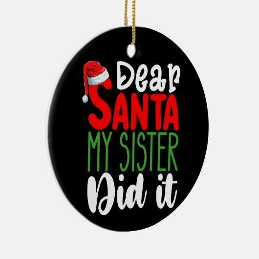 サンタ姉親愛が家族のクリスマスホリドをやった セラミックオーナメント (右)