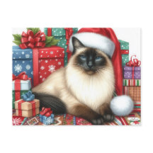 サンタ姿のシャム猫 クリスマス ホリデー