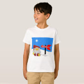 サンタ姿のダニーダックが北極へ向かう Tシャツ (正面フル)
