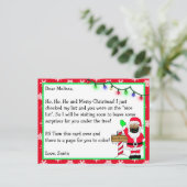 サンタ子供へーからの手紙+背面のカラーリングページ ポストカード (スタンド正面)