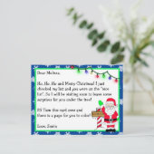 サンタ子供へーからの手紙+背面のカラーリングページ ポストカード (スタンド正面)