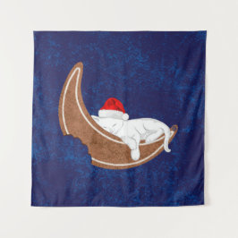 サンタ子猫とジンジャーブレッド・ムーン タペストリー