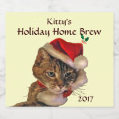 サンタ子猫クリスマスホームビール ビールラベル (シングルラベル)