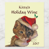 サンタ子猫クリスマスワインラベル ワインラベル (シングルラベル)