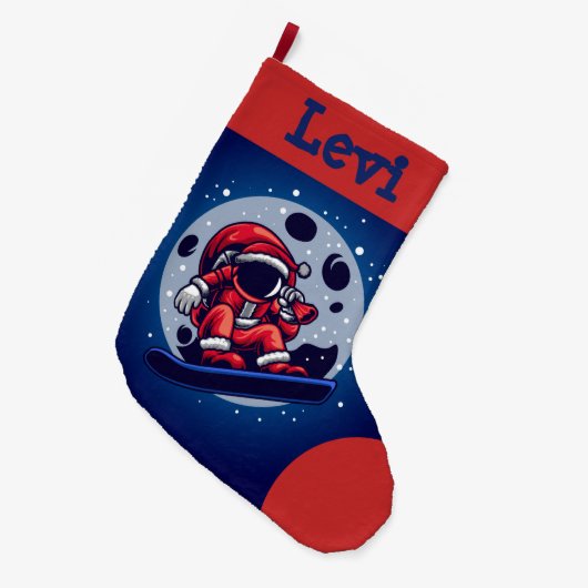 サンタ宇宙飛行士宇宙大クリスマスストッキング ラージクリスマスストッキング (正面 (吊り時))