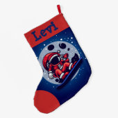 サンタ宇宙飛行士宇宙大クリスマスストッキング ラージクリスマスストッキング (裏面 (吊り時))