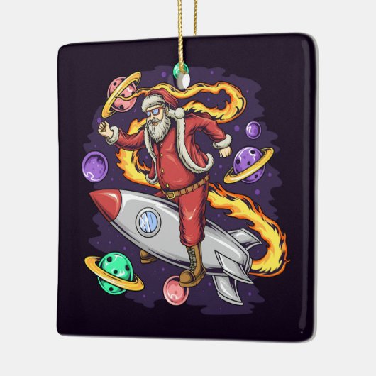 サンタ宇宙飛行士宇宙 セラミックオーナメント (左)