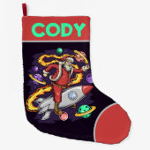 サンタ宇宙飛行士宇宙 ラージクリスマスストッキング (正面)