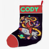 サンタ宇宙飛行士宇宙 ラージクリスマスストッキング (裏面)