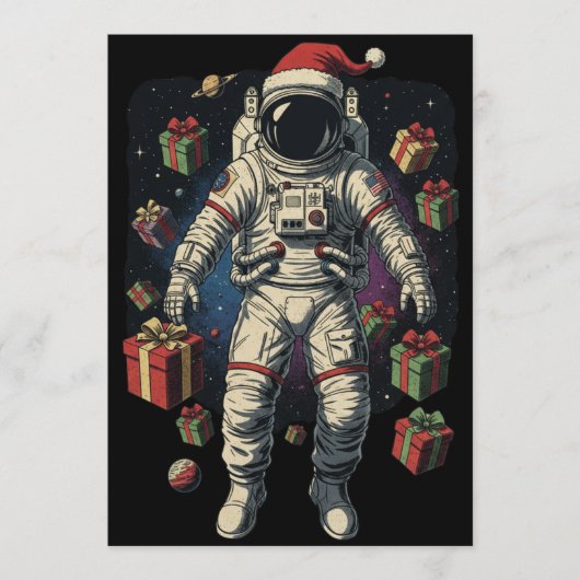 サンタ宇宙飛行士 クリスマス 招待状 (正面)