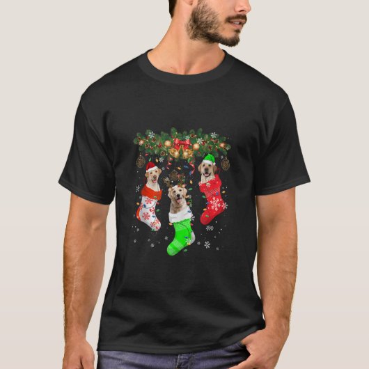 サンタ小妖精や小人トナカイラブラドールリトリーブインクリスマス Tシャツ (正面)