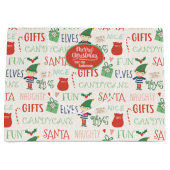 サンタ小妖精や小人フレンズパーソナライズされたホリデイ ラージペーパーバッグ (正面)