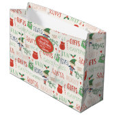 サンタ小妖精や小人フレンズパーソナライズされたホリデイ ラージペーパーバッグ (正面アングル)