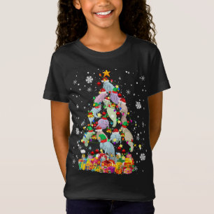サンタ小妖精や小人マナティークリスマスツリークリスマスライツマナット Tシャツ