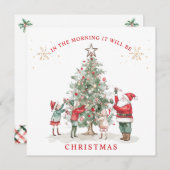 サンタ小妖精や小人&クリスマスツリー シーズンカード (正面/裏面)