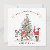 サンタ小妖精や小人&クリスマスツリー シーズンカード (正面)