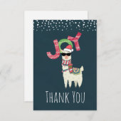 サンタ帽とサングラスを着たラマさん サンキューカード (正面/裏面)