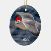 サンタ帽のカモメ クリスマス セラミックオーナメント (右)
