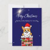 サンタ帽のクリスマスコーギー(個人名入り) シーズンカード (正面)