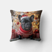 サンタ帽のクリスマスフレンチブルドッグ クッション (裏面)