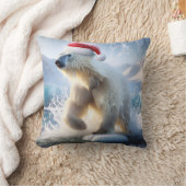 サンタ帽のクリスマスポーラーベア クッション (ブランケット)