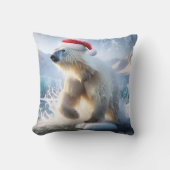 サンタ帽のクリスマスポーラーベア クッション (正面)