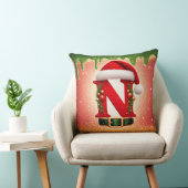 サンタ帽のクリスマスモノグラムN クッション (椅子)