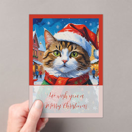 サンタ帽のクリスマス猫 アクリル招待状