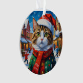 サンタ帽のクリスマス猫 オーナメント (正面)