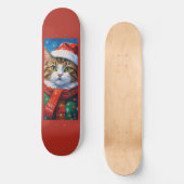 サンタ帽のクリスマス猫 スケートボード (正面)