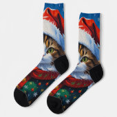 サンタ帽のクリスマス猫 ソックス (左)