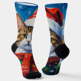 サンタ帽のクリスマス猫 ソックス