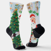 サンタ帽のクリスマス猫 ソックス (傾斜あり)