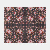 サンタ帽のクリスマス猫 フリースブランケット (正面(横))