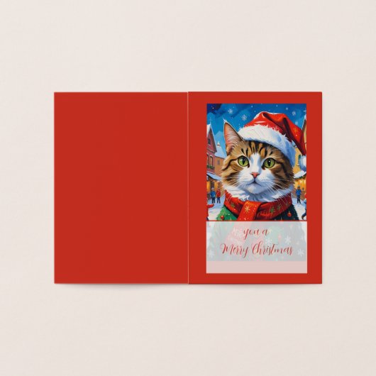 サンタ帽のクリスマス猫 箔カード (内部)