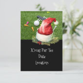 サンタ帽のゴルフクリスマスパーティー招待状 招待状 (スタンド正面)