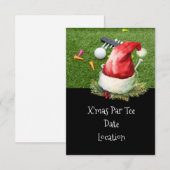 サンタ帽のゴルフクリスマスパーティー招待状 招待状 (正面/裏面)