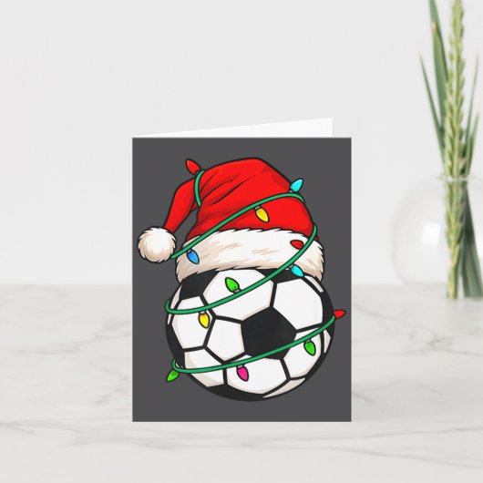サンタ帽のサッカーフォト クリスマスプレゼント カード (正面)