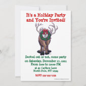 サンタ帽のトナカイのホリデーパーティー招待状 招待状 (裏面)