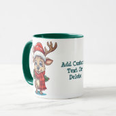 サンタ帽のトナカイのマフラー クリスマスパーティ マグカップ (正面左)