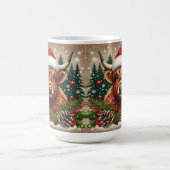 サンタ帽のハイランドカウホリデーデコレーション コーヒーマグカップ (中央)