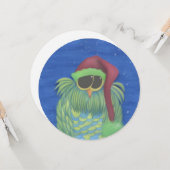 サンタ帽のフクロウのホリデーカード カード (正面/裏面インサイチュ)