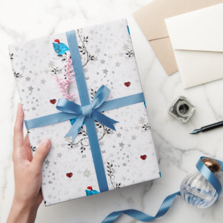 サンタ帽のブルーバード ラッピングペーパー