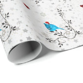 サンタ帽のブルーバード ラッピングペーパー (ロールコーナー)