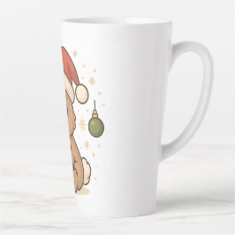 サンタ帽のホリデーバニー カフェラテマグ