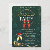 サンタ帽の会社のクリスマスパーティーの洗練されたグラス 招待状 (正面)