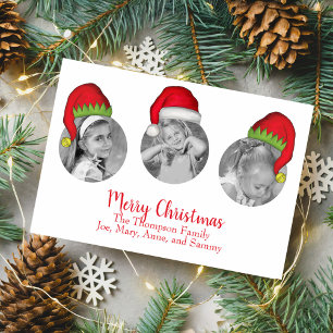 サンタ帽の子供たちの写真コラージュ メリークリスマスカード シーズンカード